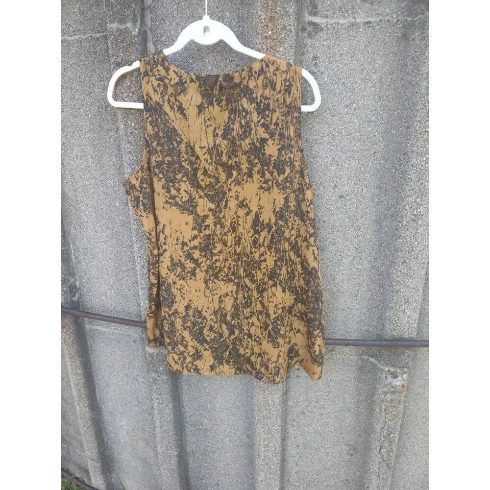 Simply Vera Wang Tank Blouse Womens Gold Black Polyester Sleeveless Size L - Picture 4 of 4